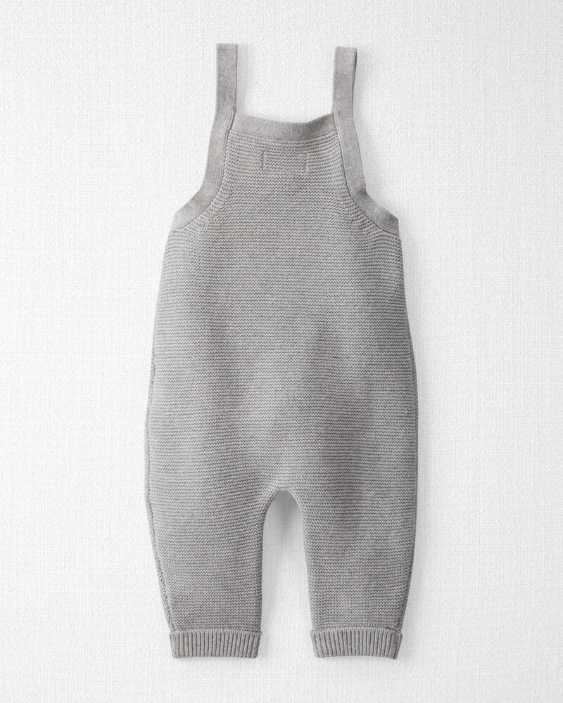 Baby Organic Cotton Sweater Knit Overalls in Heather Grey, image 3 of 5 slides
