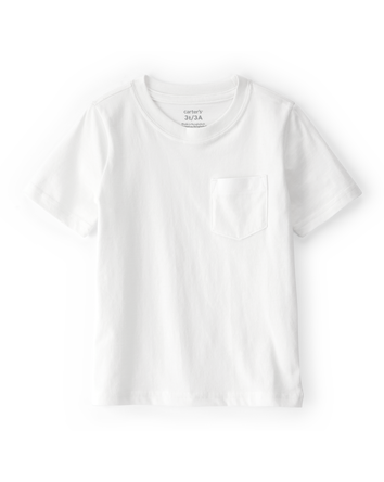 Toddler Solid Short-Sleeve Pocket Tee - White, 