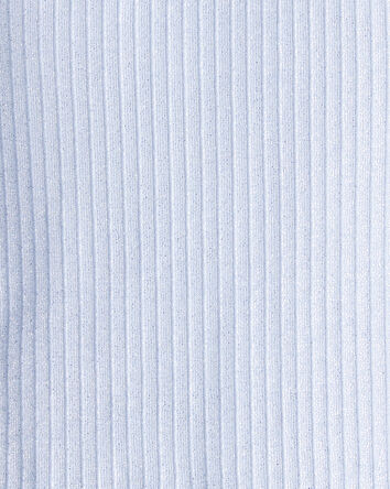 Baby Girl Shimmer Rib Mock Neck Top - Blue, 