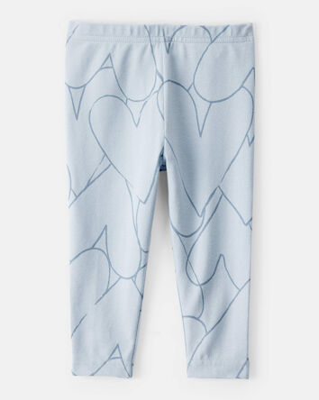Baby Girl Cotton Heart Stretch Leggings - Blue, 