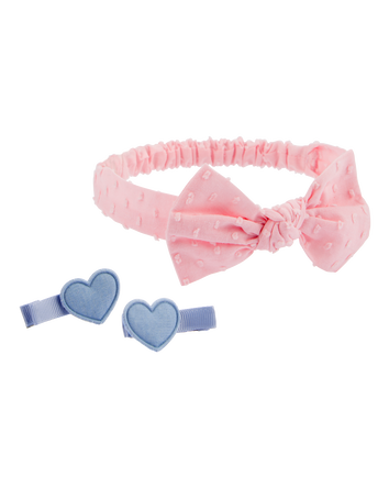 Baby 2-Pack Clips & Headwrap - Pink/Blue, 