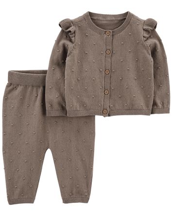 Baby 2-Piece Button-Front Cardigan & Pant Set, 