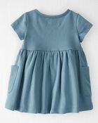 Baby Organic Cotton Pocket Dress in Blue, image 2 of 6 slides