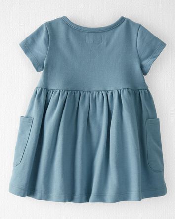 Baby Organic Cotton Pocket Dress in Blue, 