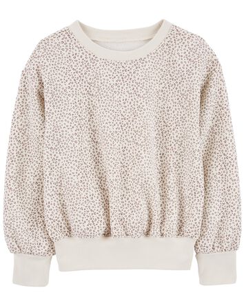 Kid Leopard Fleece Pullover Sweatshirt, 