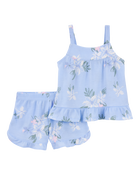 Toddler Girl 2-Piece Floral Loose Fit Pajamas, image 1 of 3 slides