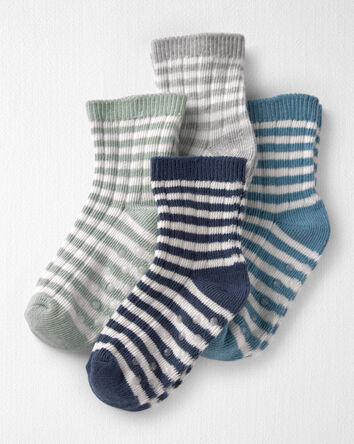 Toddler 4-Pack Slip Resistant Socks Made with Organic Cotton , 