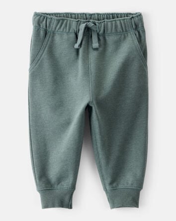 Baby Boy Solid Fleece Cotton Jogger - Green, 