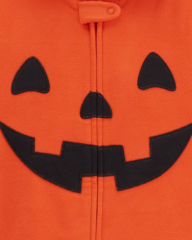 Toddler Halloween Jack-O-Lantern Hooded Jumpsuit, image 2 of 3 slides
