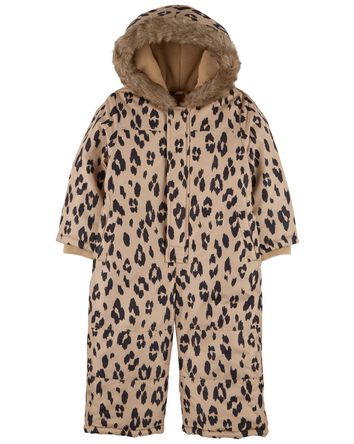 Toddler Leopard Fleece-Lined Snowsuit, 