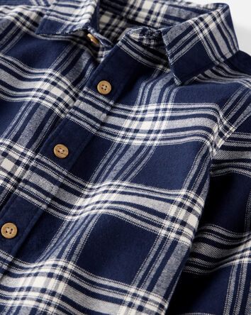 Toddler Organic Cotton Button-Front Flannel Shirt, 