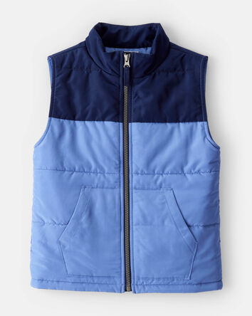 Boys Sleeveless Puffer Vest - Blue, 