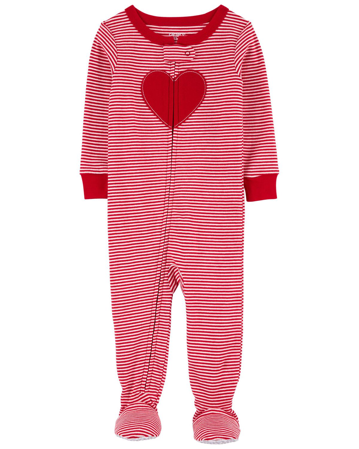 Red Toddler 1Piece Valentine's Day 100 Snug Fit Cotton Footie Pajamas