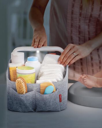 Nursery Style Light-Up Diaper Caddy - Heather Grey, 