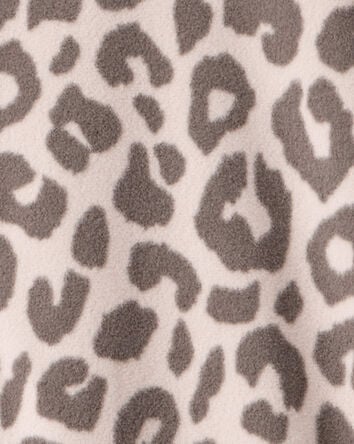 Girls Leopard Print Fleece Long-Sleeve Loose Fit 1-Piece Pajamas -Brown, 