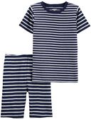 Navy - Kid 2-Piece Striped 100% Snug Fit Cotton Pajamas