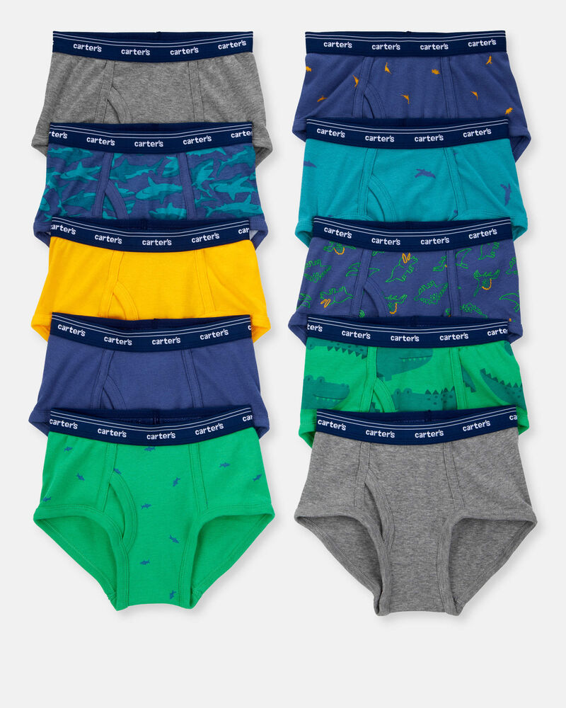Boys 10-Pack Cotton Briefs Underwear, image 2 of 3 slides
