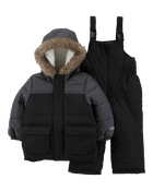 Toddler 2-Piece Faux Fur Hooded Snowsuit Set, image 1 of 4 slides