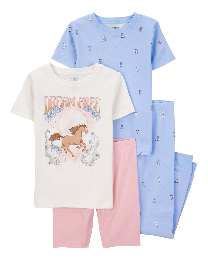 Kid 4-Piece Horse 100% Snug Fit Cotton Pajamas, image 1 of 4 slides