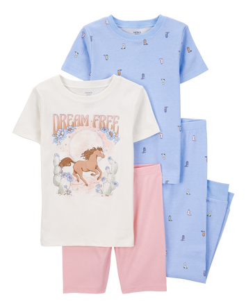 Kid 4-Piece Horse 100% Snug Fit Cotton Pajamas, 