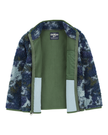 Kid Tie Dye Fleece Knit Jacket - Navy, 