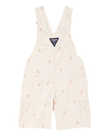 Toddler Carrot Print Striped Shortalls - Cream, 