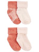 Pink - Baby 4-Pack Foldover Chenille Booties