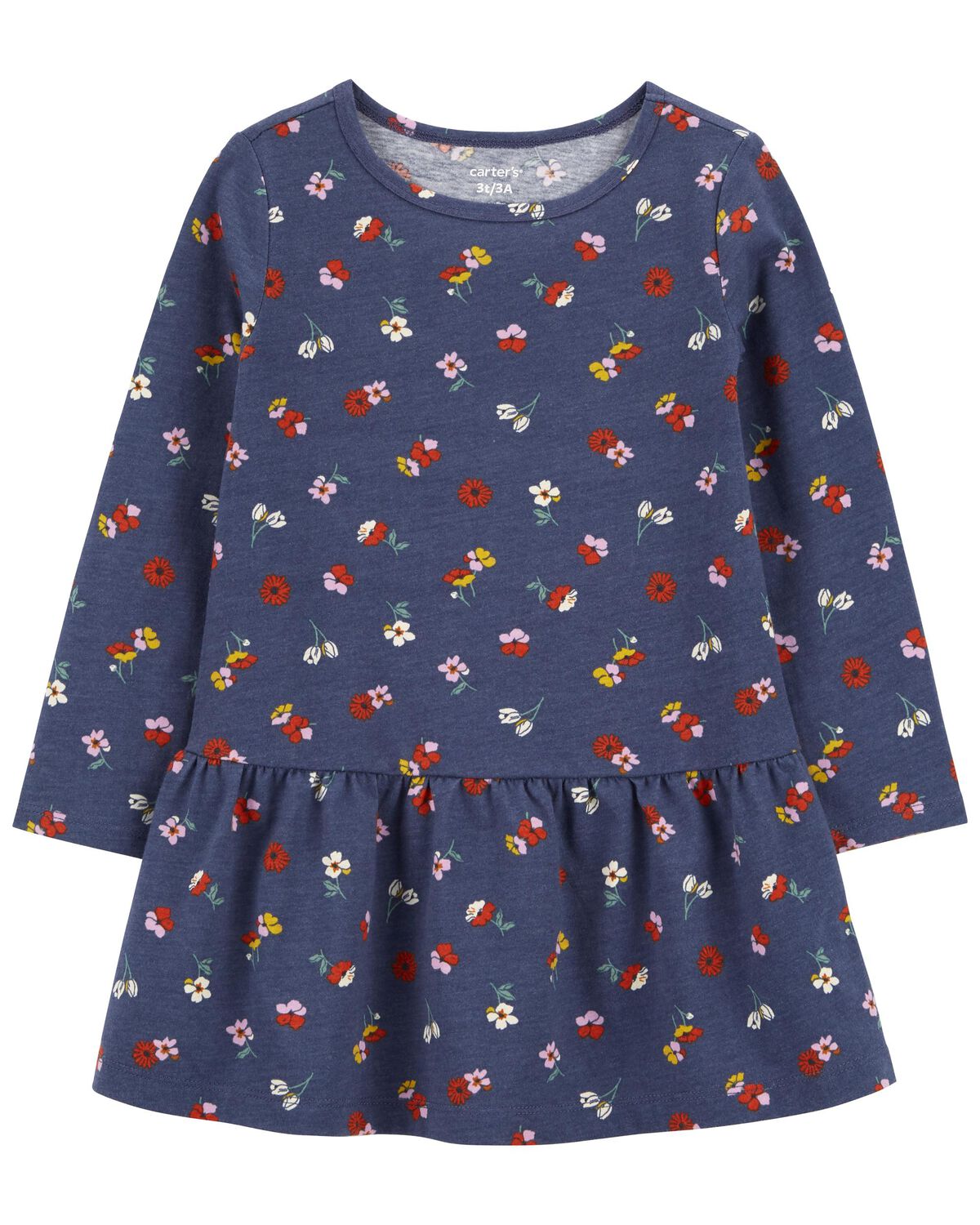 Navy Toddler Floral Jersey Dress | carters.com