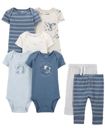 Baby 7-Piece Panda Print Bodysuits & Pants Set, 