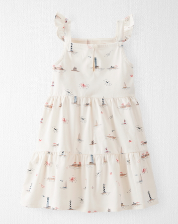 Toddler Organic Cotton Dress in Coastal Vacation Print, 