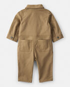 Baby Boy Canvas Long-Sleeve Jumpsuit - Brown, image 2 of 5 slides