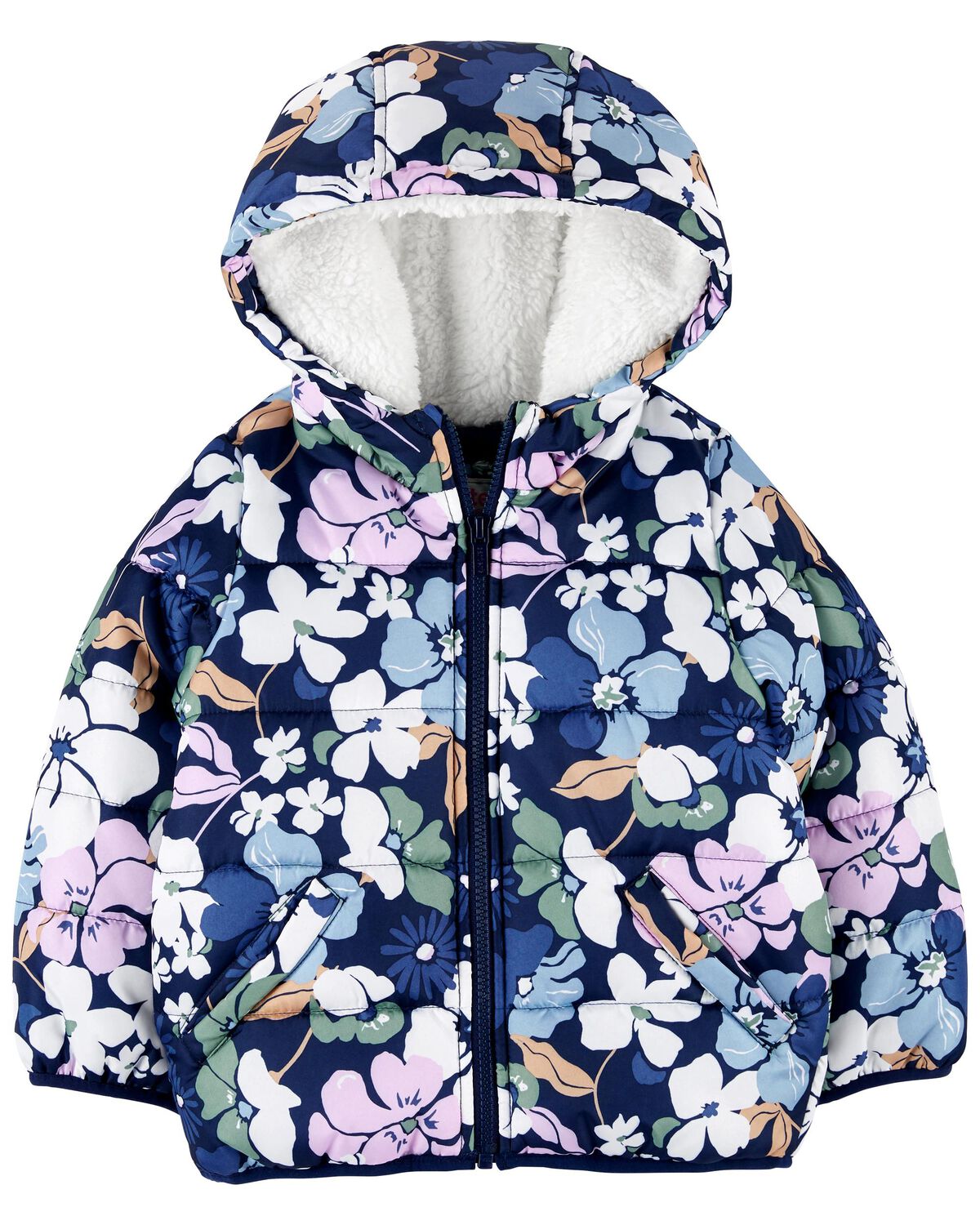 Navy Toddler Floral Heavyweight Jacket
