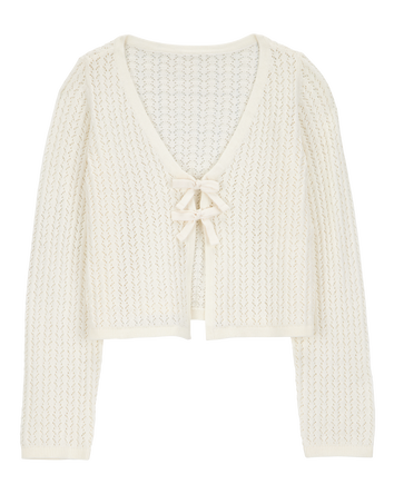 Kid Tie Cardigan Top - White, 
