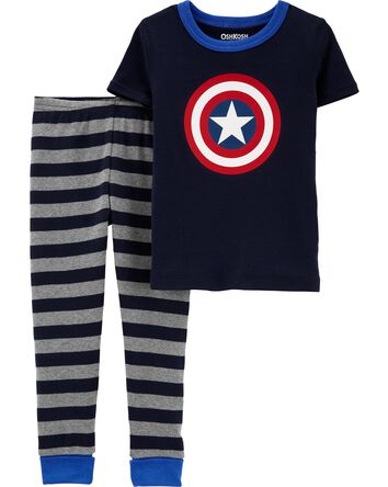 Toddler 2-Piece Captain America 100% Snug Fit Cotton Pajamas, 