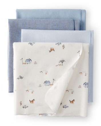 Baby 4-Pack Receiving Blankets - Blue, 
