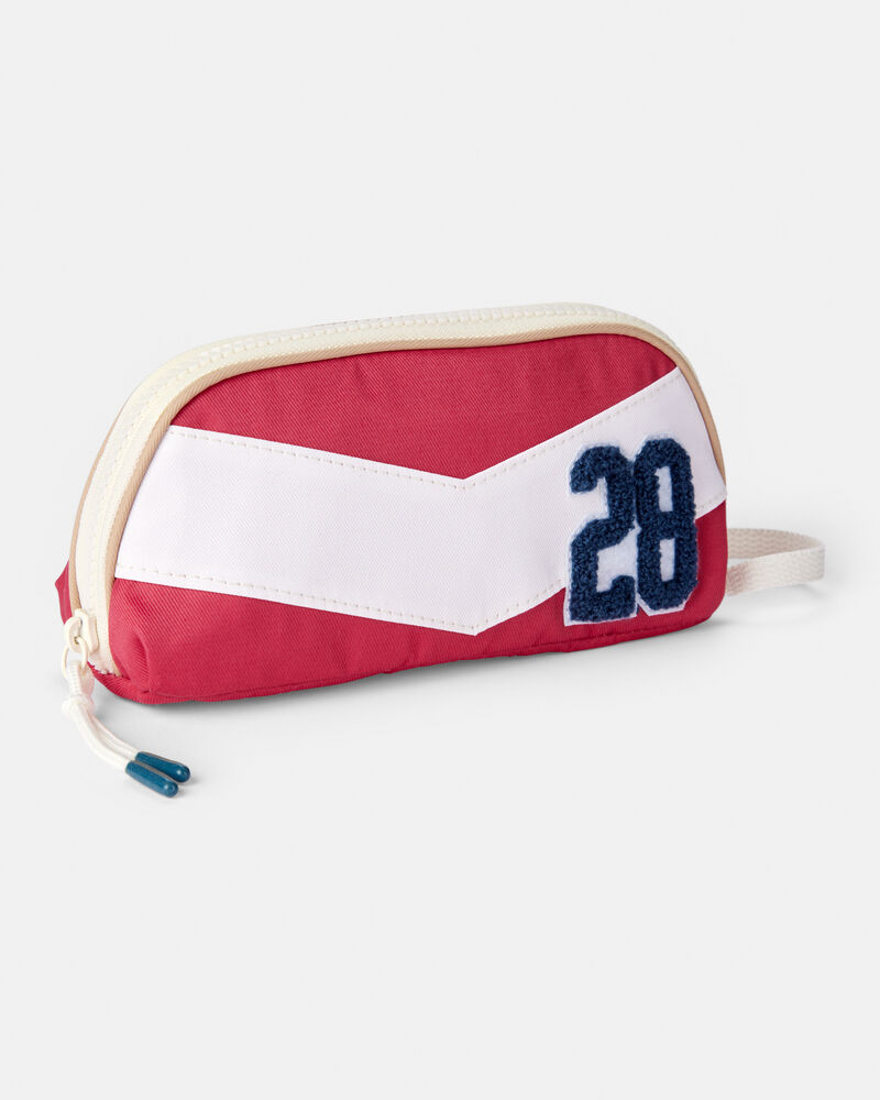 Striped Zip-Up Pencil Case - Red/White, image 1 of 1 slides