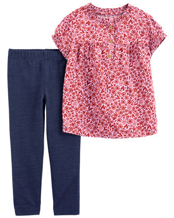 Baby 2-Piece Floral Shirt & Jegging Set, 