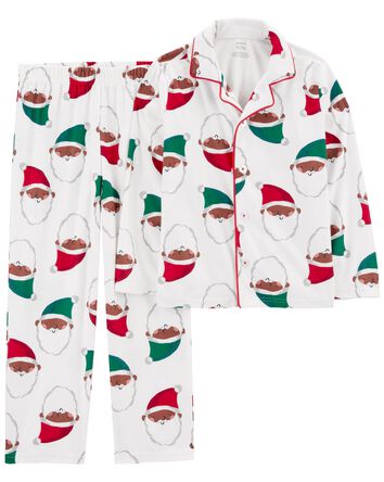 Kid 2-Piece Santa Fleece Coat Style Pajamas, 
