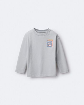 Toddler 'Hold My Juice Box' Long-Sleeve Relaxed Graphic Tee - Light Blue, 