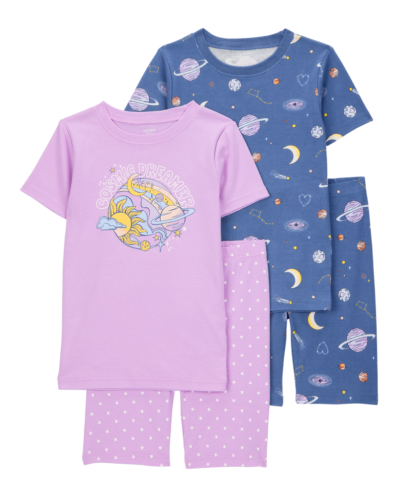 Kid Space Print Snug Fit Cotton 4-Piece Pajamas, image 1 of 4 slides
