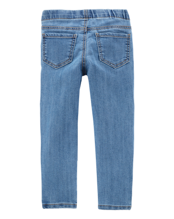 Toddler Light Wash Elastic-Waist Jeggings, 