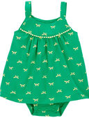 Green - Baby Butterfly Sunsuit