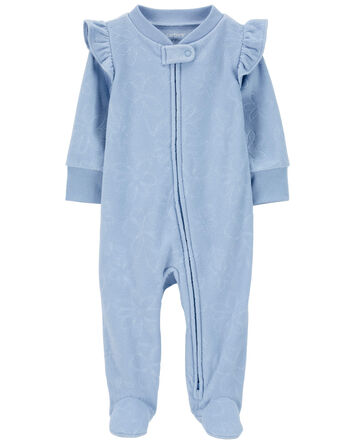 Floral Zip-Up Fleece Sleep & Play Pajamas, 