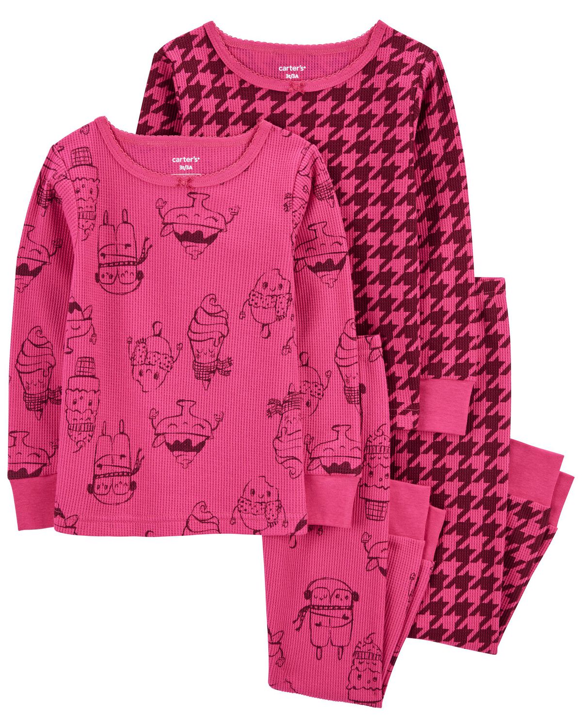 Pink Toddler 4Piece Ice Cream Cotton Blend Pajamas
