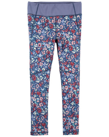 Kid Floral Print Active Leggings in BeCool™ Fabric, 