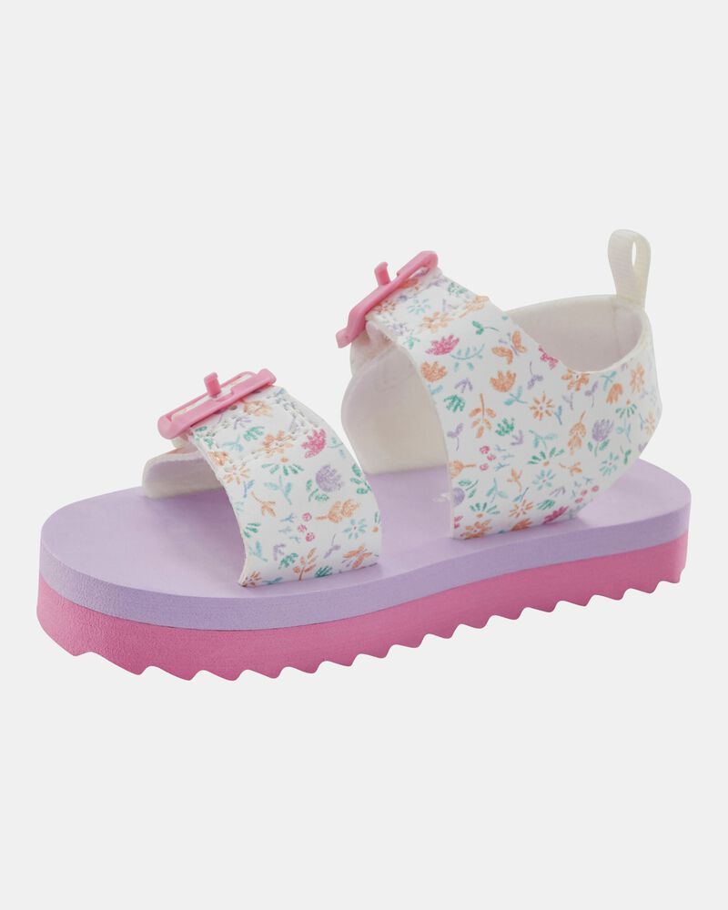 Toddler Casual Floral Sandals - Pink/White, image 7 of 7 slides