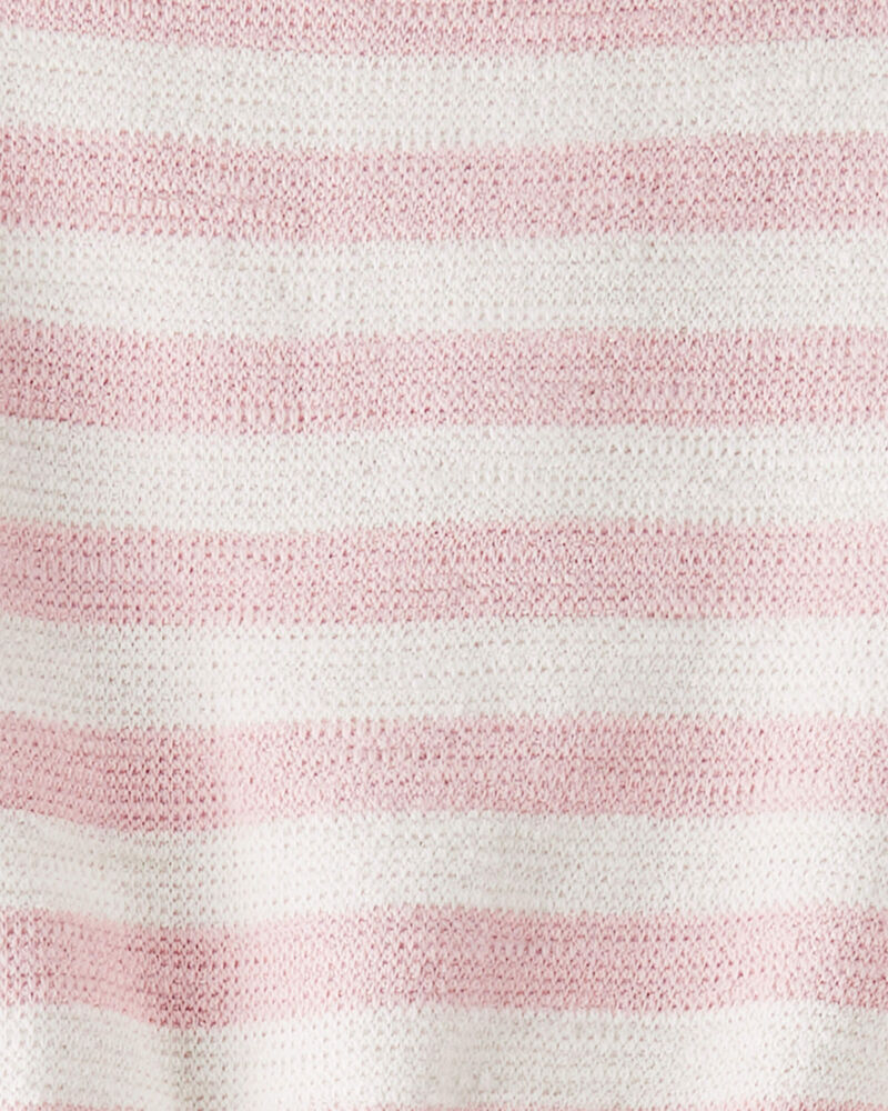 Baby Organic Cotton Pink Striped Bubble Romper, image 3 of 4 slides