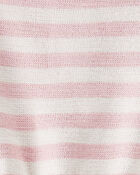Baby Organic Cotton Pink Striped Bubble Romper, image 3 of 4 slides