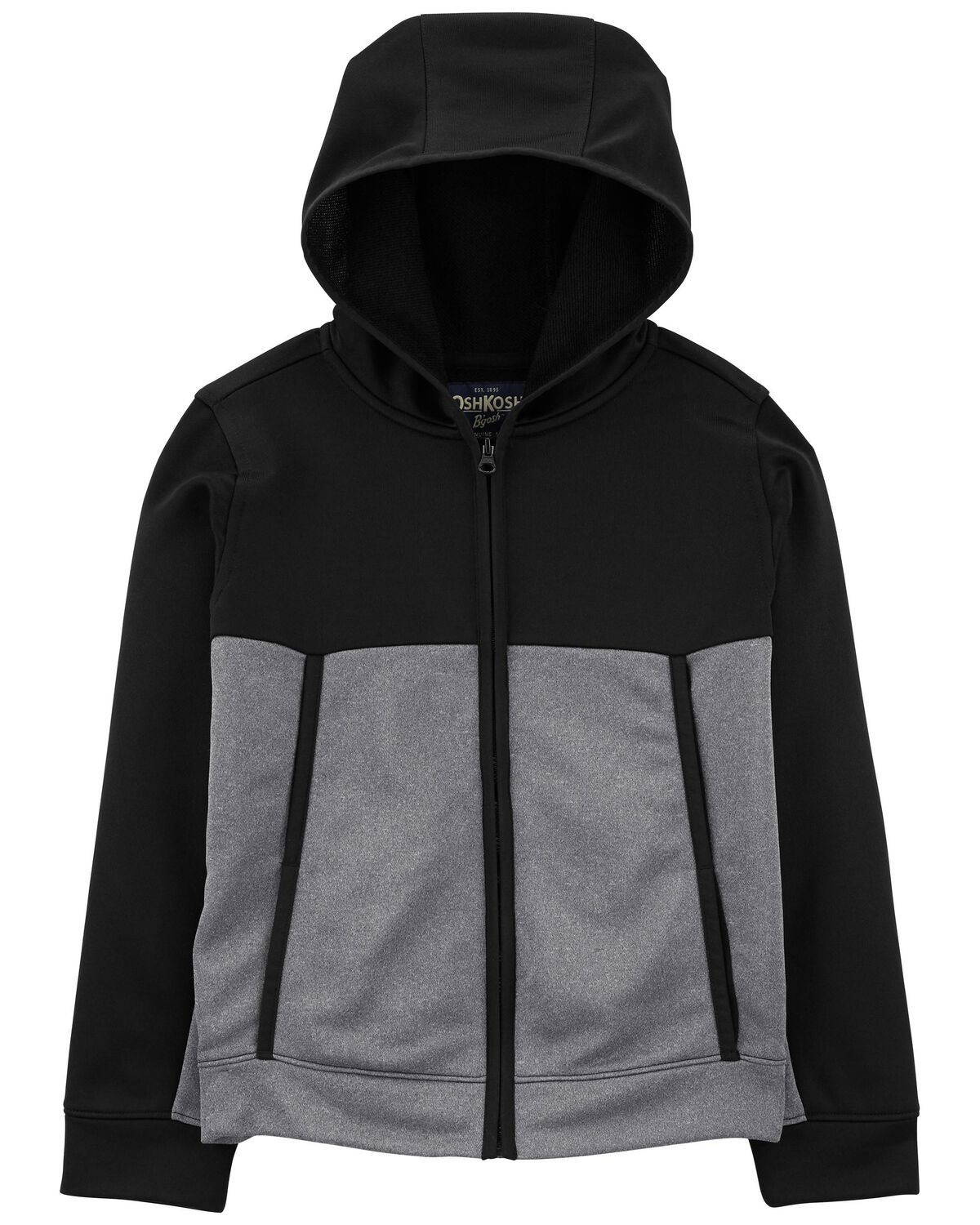 Grey/Black Kid Colorblock Hooded Zip Jacket in Unstoppable French Terry ...