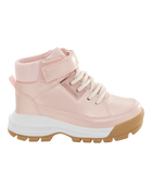 Toddler Metallic Pink Lace-Up Boots, image 2 of 7 slides